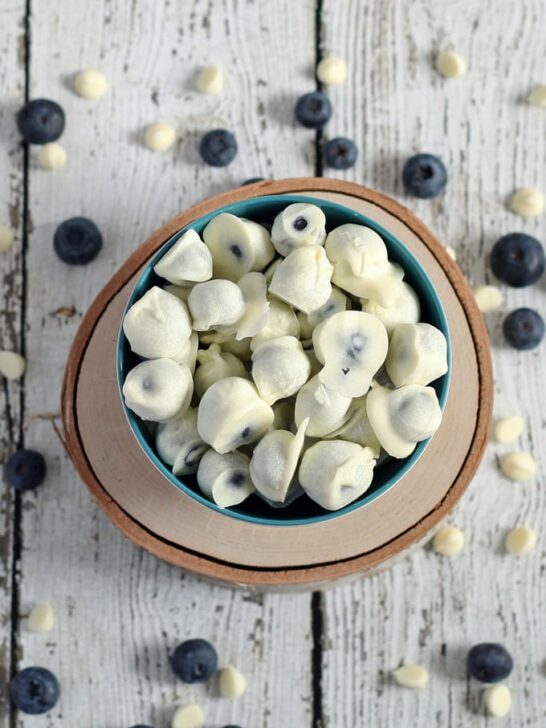 White Chocolate Covered Blueberries | www.honeyandbirch.com #easy #dessert #snack