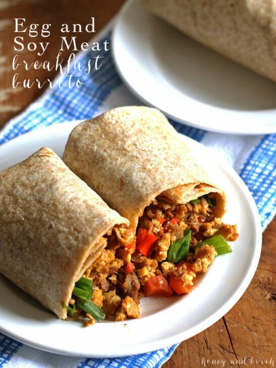 Egg Soy Meat Breakfast Burritos #soyswaps | honeyandbirch.com #sp