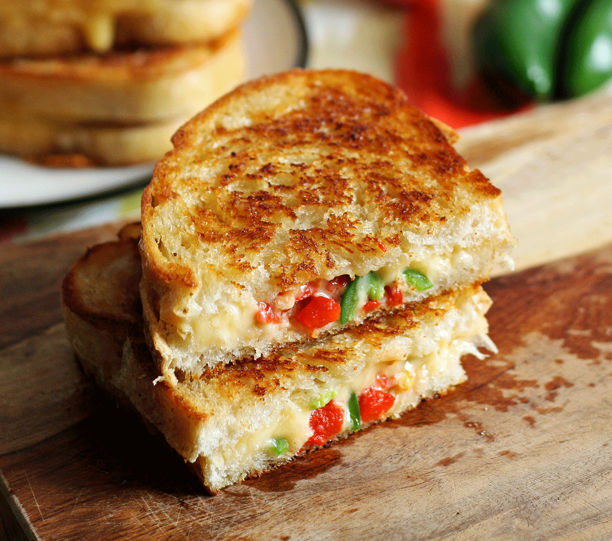 Gouda Jalapeno Roasted Red Pepper Grilled Cheese Sandwich