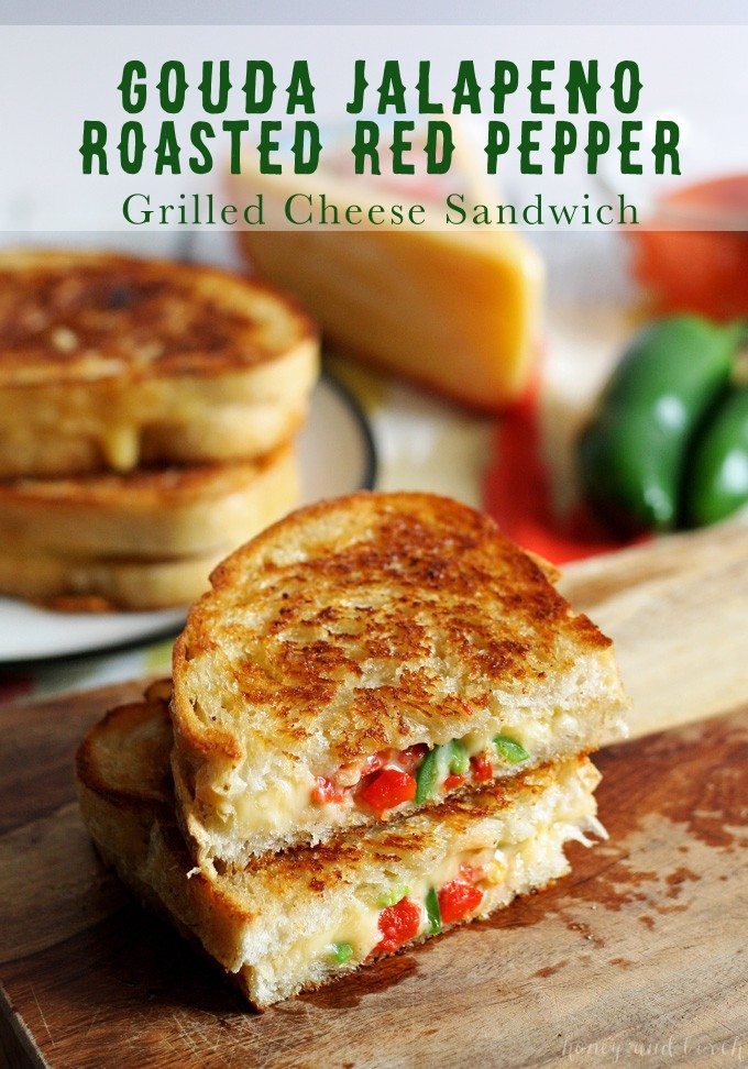 Gouda Jalapeno Roasted Red Pepper Grilled Cheese Sandwich #GooeyGoodness Naturally Delicious Grilled Cheese