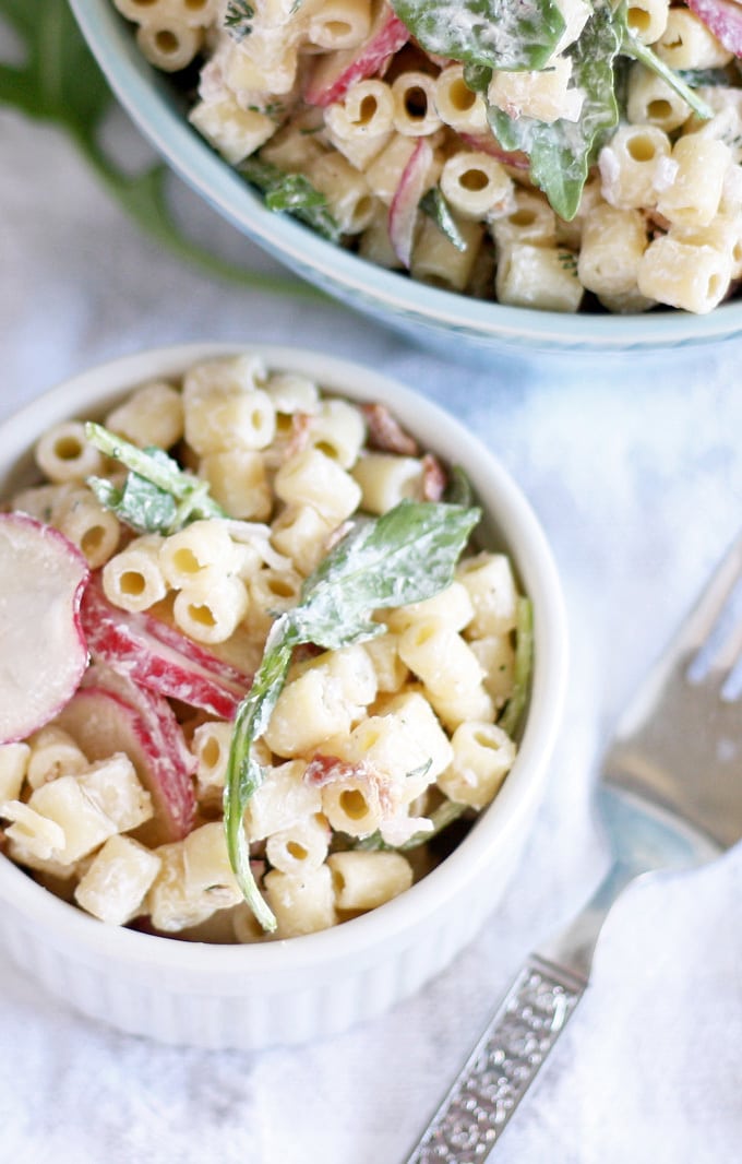 Spring Pasta Salad with Radishes and Arugula | honeyandbirch.com