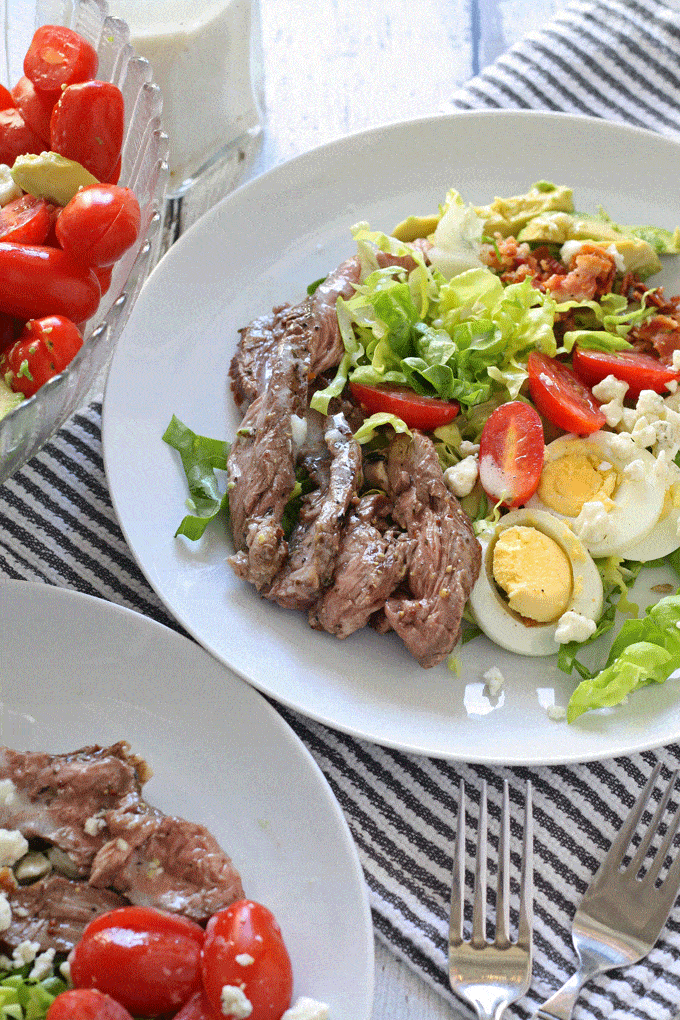 Steak Cobb Salad with Cream Dijon Vinaigrette on Delish Dish
