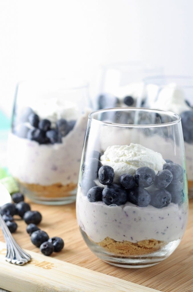Individual No Bake Blueberry Cheesecake honeyandbirch.com #BlueberryCheesecake #dessert