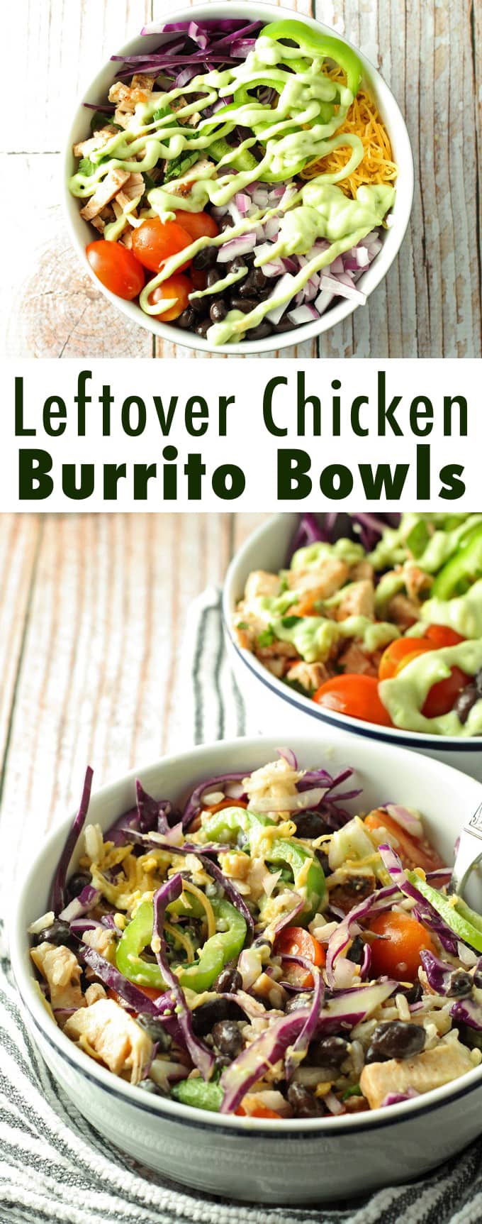 Leftover Chicken Burrito Bowls | honeyandbirch.com