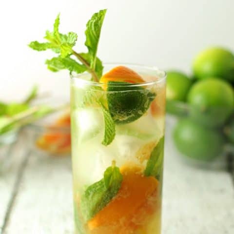 Orange mojitos are the perfect refreshing summer drink! Keep all the ingredients on hand so you can make them all summer long! #cocktail | honeyandbirch.com