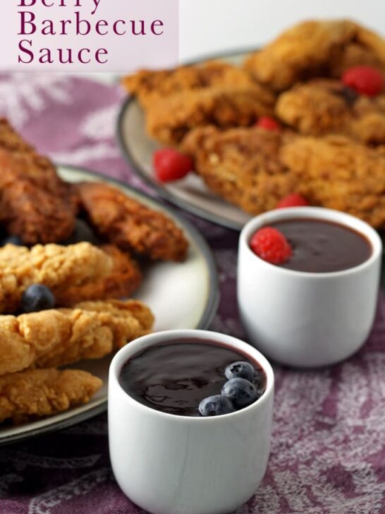 Berry Barbecue Sauce - perfect for dipping chicken! | honeyandbirch.com