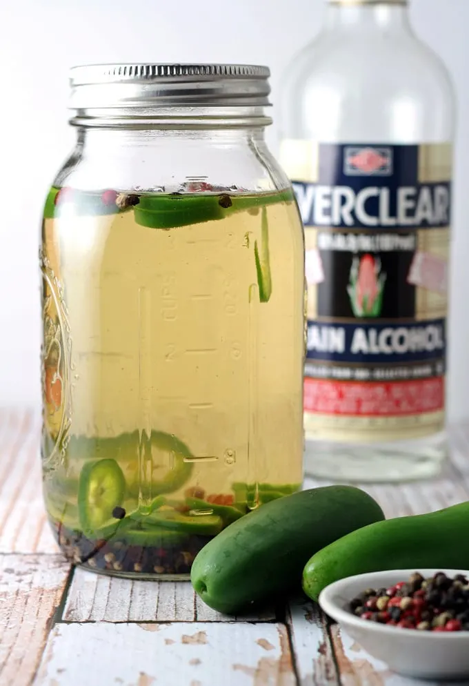 Homemade Pepper Jalapeno Liqueur is perfect for bloody marys. #MakeItYourOwn