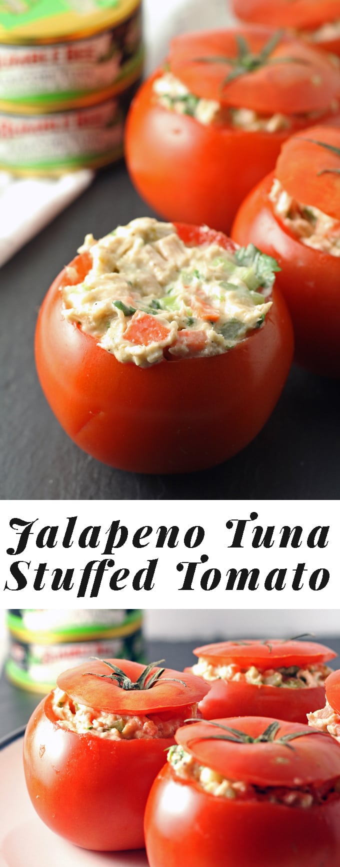 Jalapeno Tuna Stuffed Tomato Recipe - perfect for a quick lunch! | honeyandbirch.com #TunaStrong #CG