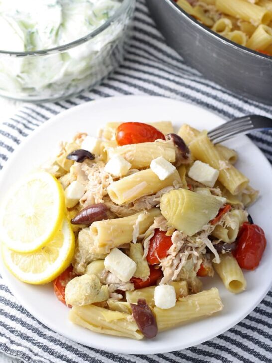 One Pot Mediterranean Chicken Feta Pasta