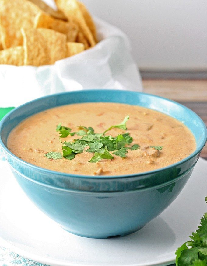 This slow cooker taco dip is perfect for parties - it can easily be thrown together in 2 hours with store bought ingredients! | honeyandbirch.com