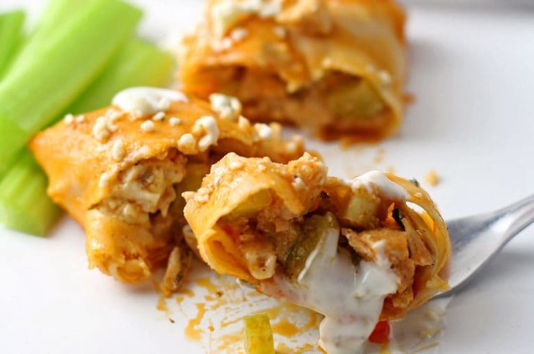 Baked Buffalo Chicken Egg Rolls » The Thirsty Feast