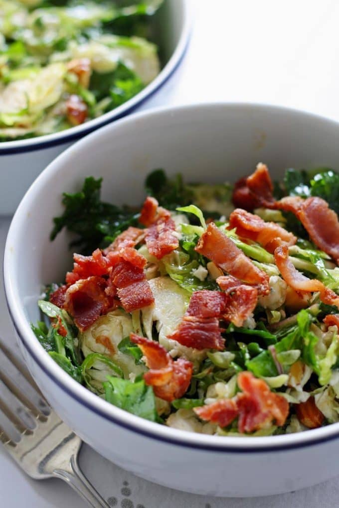 Brussels sprouts kale salad with bacon