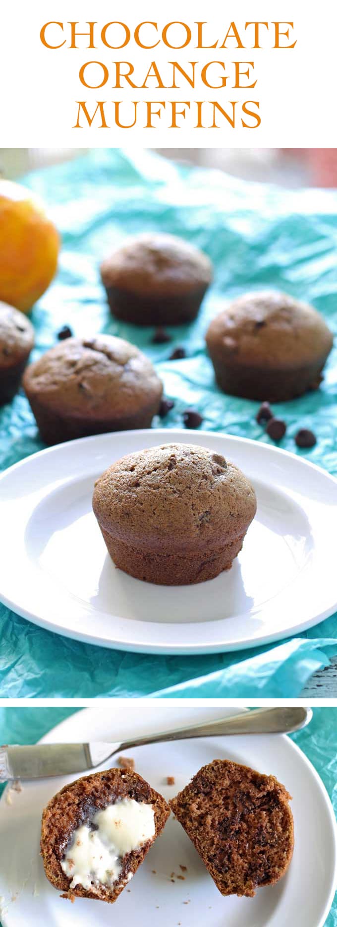 This chocolate orange muffin recipe is great for breakfast, or dessert. Grab a muffin and a glass of milk. | honeyandbirch.com