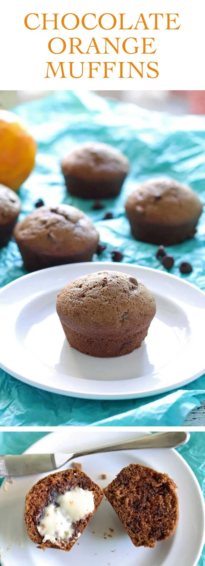 This chocolate orange muffin recipe is great for breakfast, or dessert. Grab a muffin and a glass of milk. | honeyandbirch.com