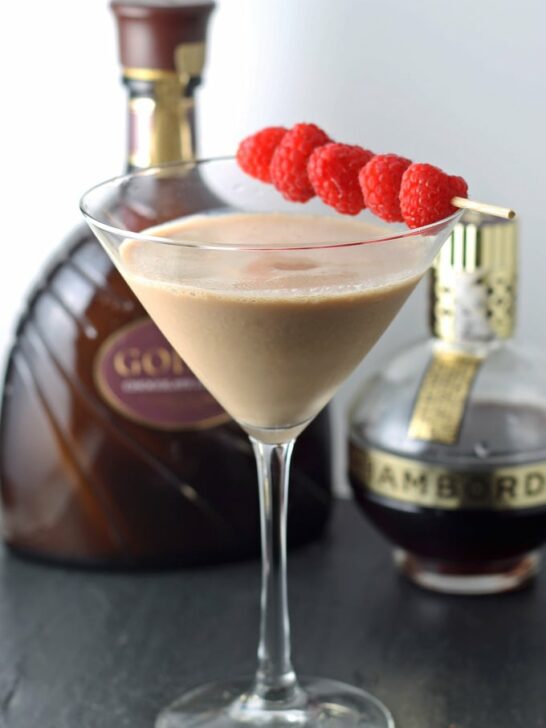 Chocolate Raspberry Martini | #cocktail honeyandbirch.com