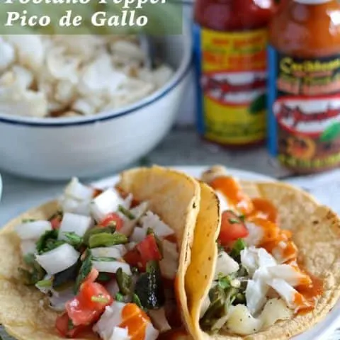 Fish Tacos with Poblano Pepper Pico de Gallo #KingOfFlavor #ad | honeyandbirch.com