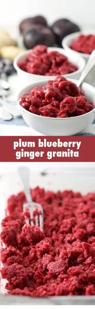 This plum blueberry ginger granita is the perfect way to end a barbecue. Make this sweet treat the day before so you can just enjoy the party! | honeyandbirch.com