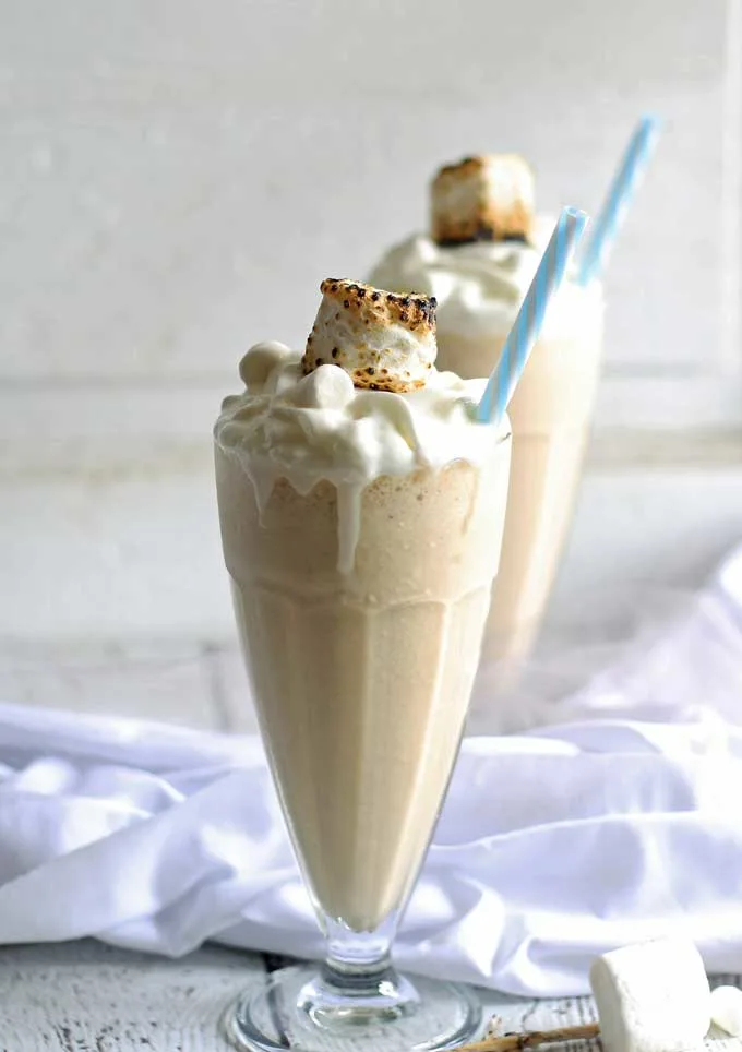 Toasted Marshmallow Peanut Butter Milkshake | honeyandbirch.com