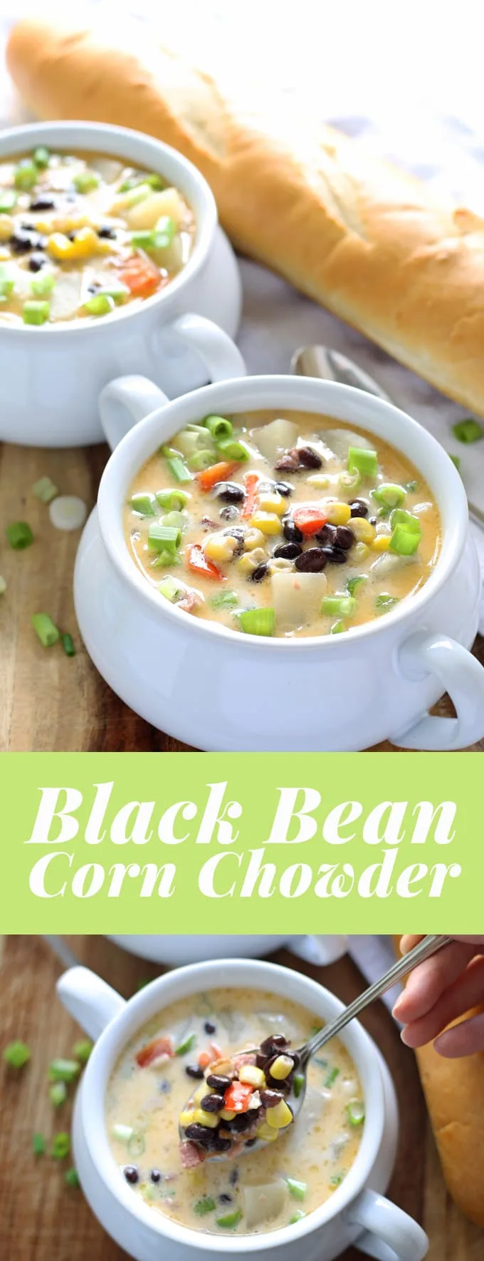 black bean corn chowder pin