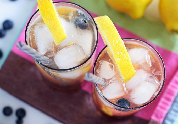 Blueberry Lemon Smash Rum Cocktails from above