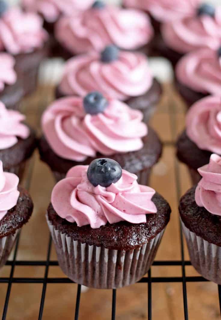 Chocolate Cupcakes with Blueberry Buttercream Frosting » The Thirsty ...