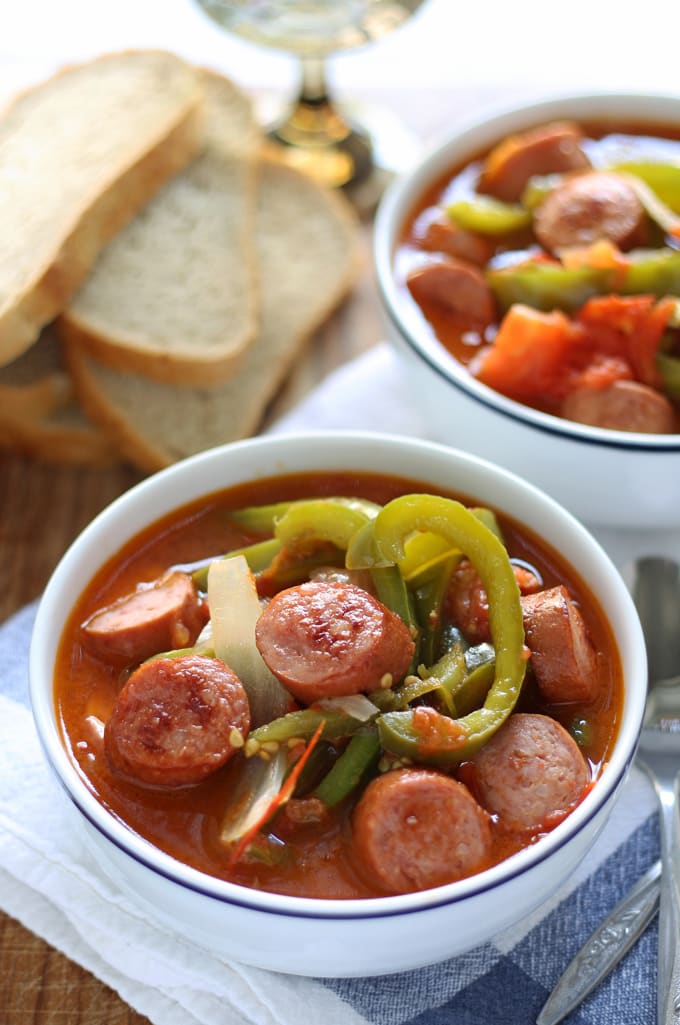 Sausage Leczo / Lecso (Hungarian Vegetable Stew) | honeyandbirch.com