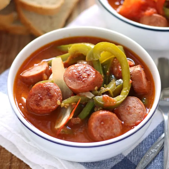 Sausage Leczo / Lecso (Hungarian Vegetable Stew) | honeyandbirch.com