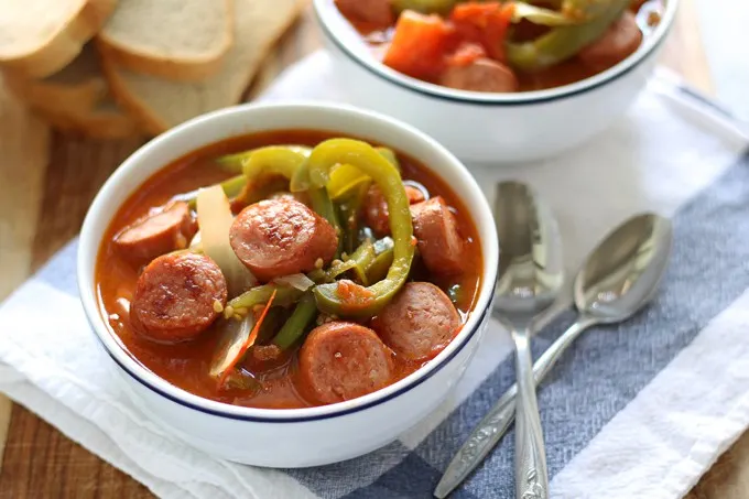 Sausage Leczo / Lecso (Hungarian Vegetable Stew) | honeyandbirch.com