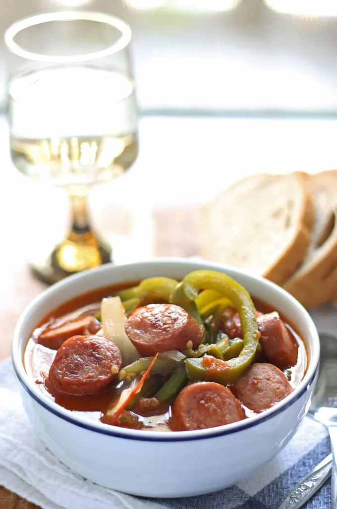 Sausage Leczo / Lecso (Hungarian Vegetable Stew) | honeyandbirch.com
