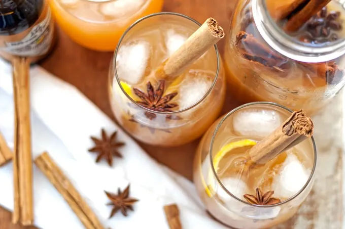 Autumn Spiced Rum Cider Cocktail picture from above
