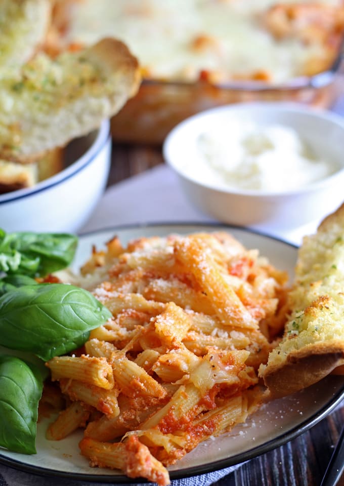 Three Cheese Penne Pasta Bake | honeyandbirch.com