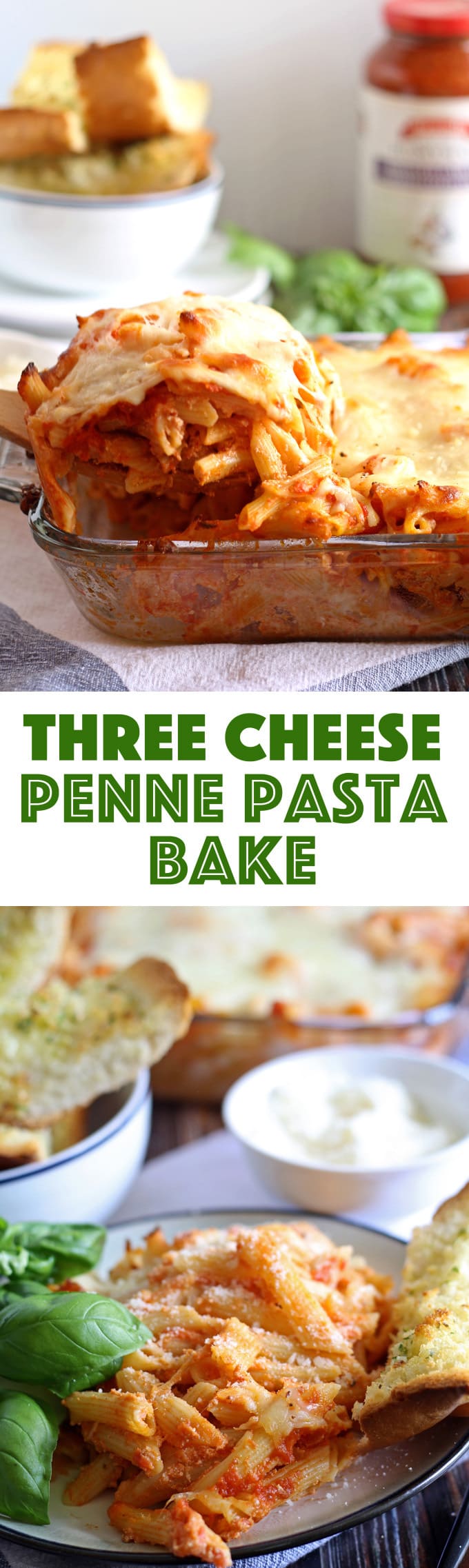 Three Cheese Penne Pasta Bake | honeyandbirch.com