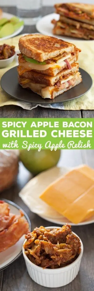 Spicy Apple Bacon Grilled Cheese Sandwiches - get ready to add some heat to your lunch with this delicious sandwich. The sweet and spicy apple relish is my favorite part! | honeyandbirch.com