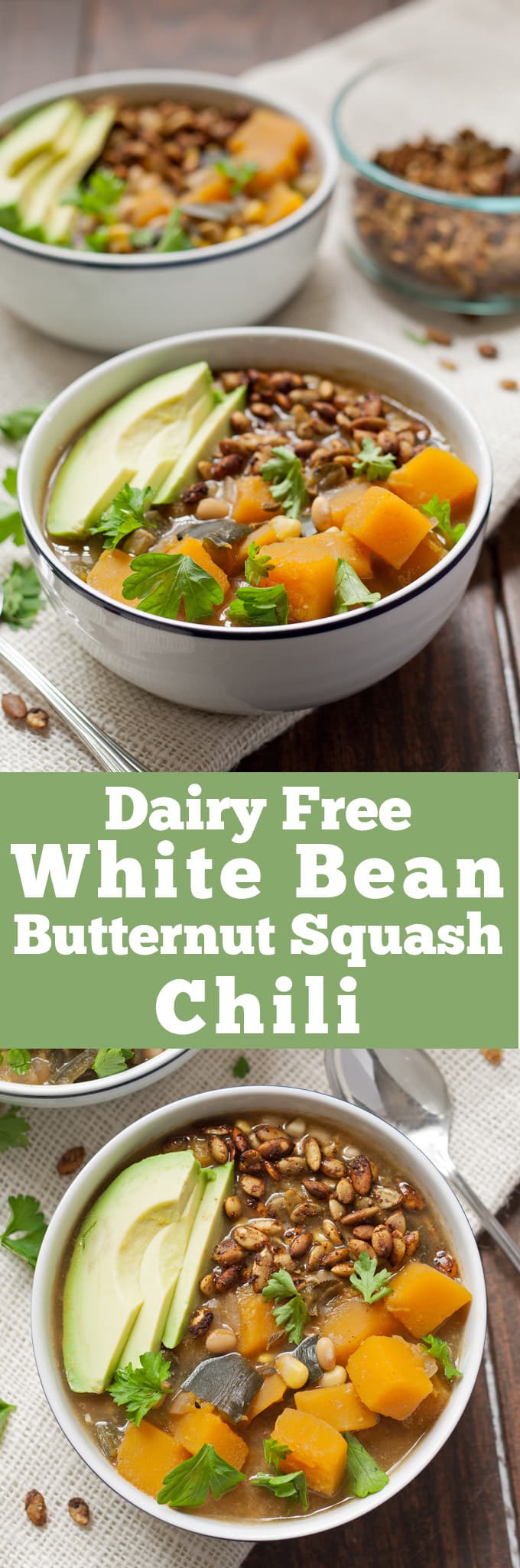 Dairy Free White Bean Butternut Squash Chili - perfect for tailgating! | honeyandbirch.com