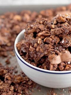 Looking for a fun dessert or a sweet snack? Try this salted chocolate granola! | honeyandbirch.com