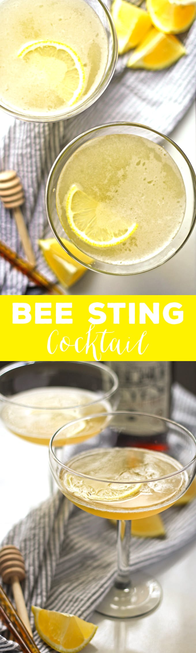 The bee sting cocktail is a spicy riff on The Bee's Knees. You'll be adding this easy to make, buzz-worthy drink to your list of favorite cocktails! | honeyandbirch.com