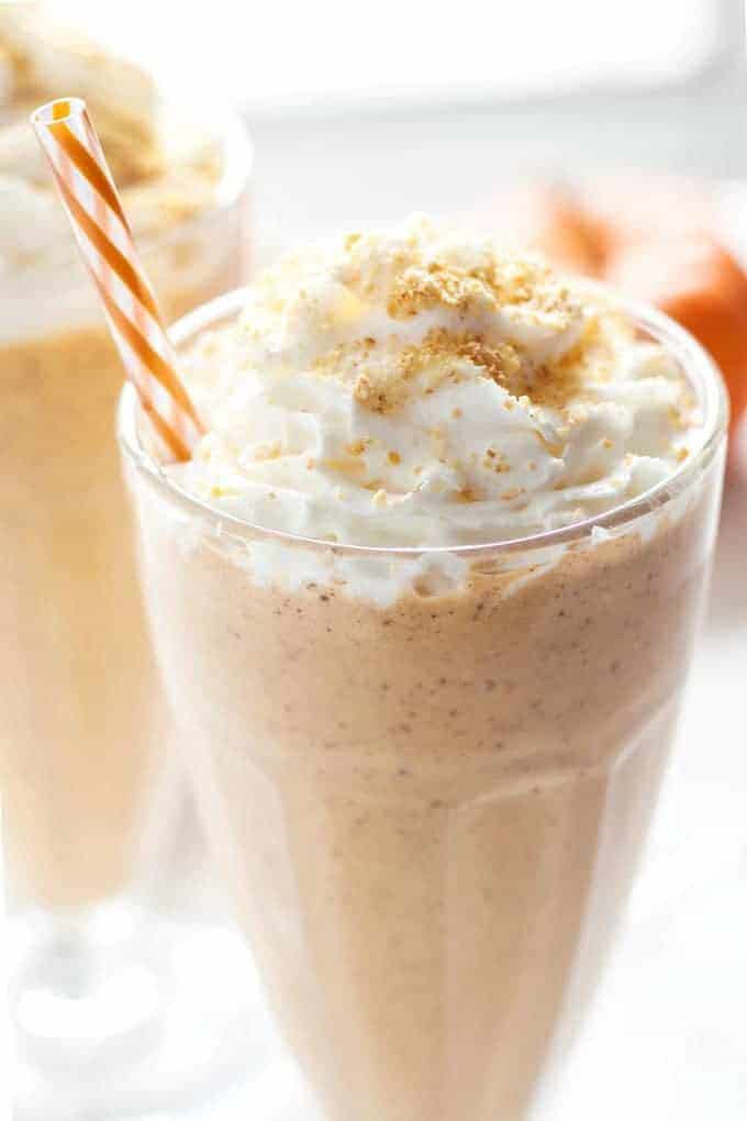 pumpkin pie milkshake topped with whipped cream