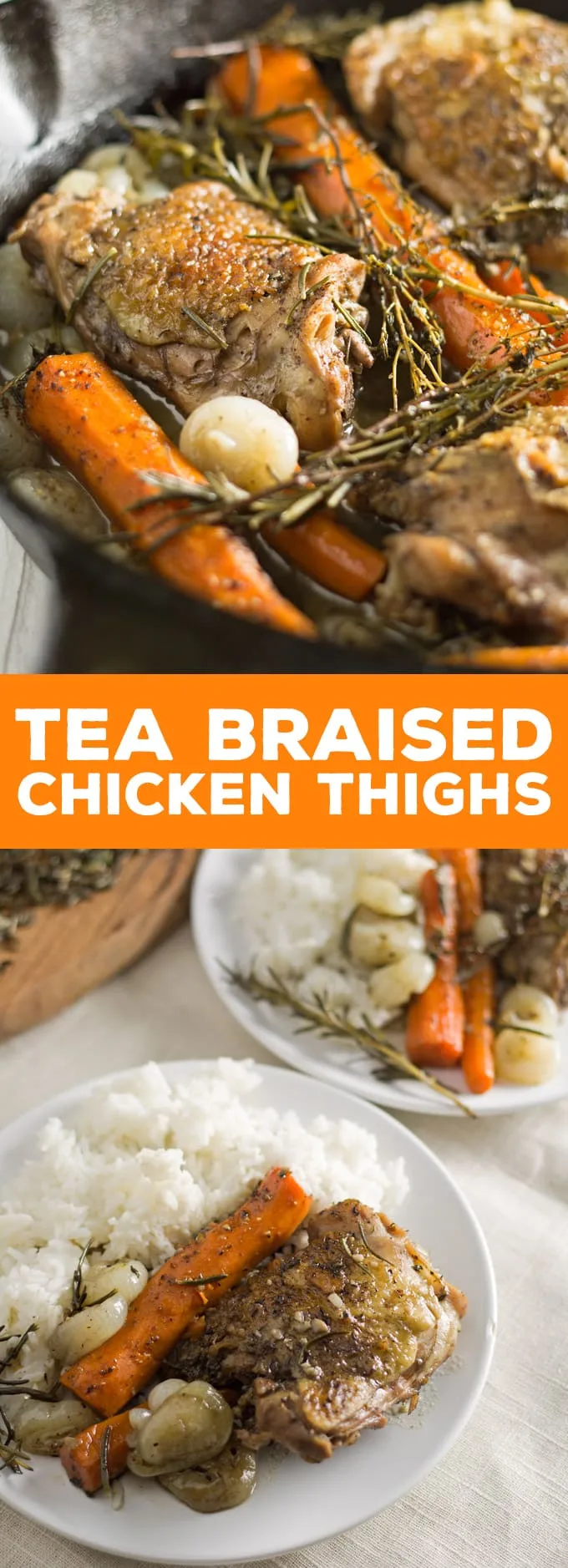 Grab a plate and a fork, cause you're going to want to dig in to this tea braised chicken thighs dinner! I see many delicious Sunday suppers in your future. | honeyandbirch.com
