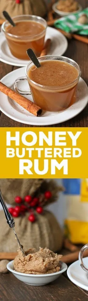 Honey buttered rum is the perfect holiday drink! It has all of the warmth and spice of hot buttered rum with the addition of my favorite ingredient - honey! | honeyandbirch.com