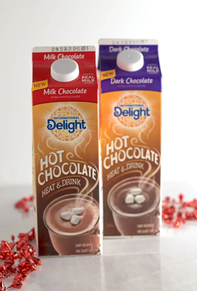 2 containers of international delight hot chocolate