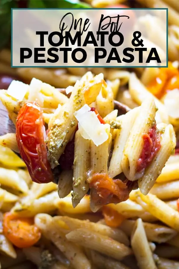 one pot tomato and pesto pasta pin 3