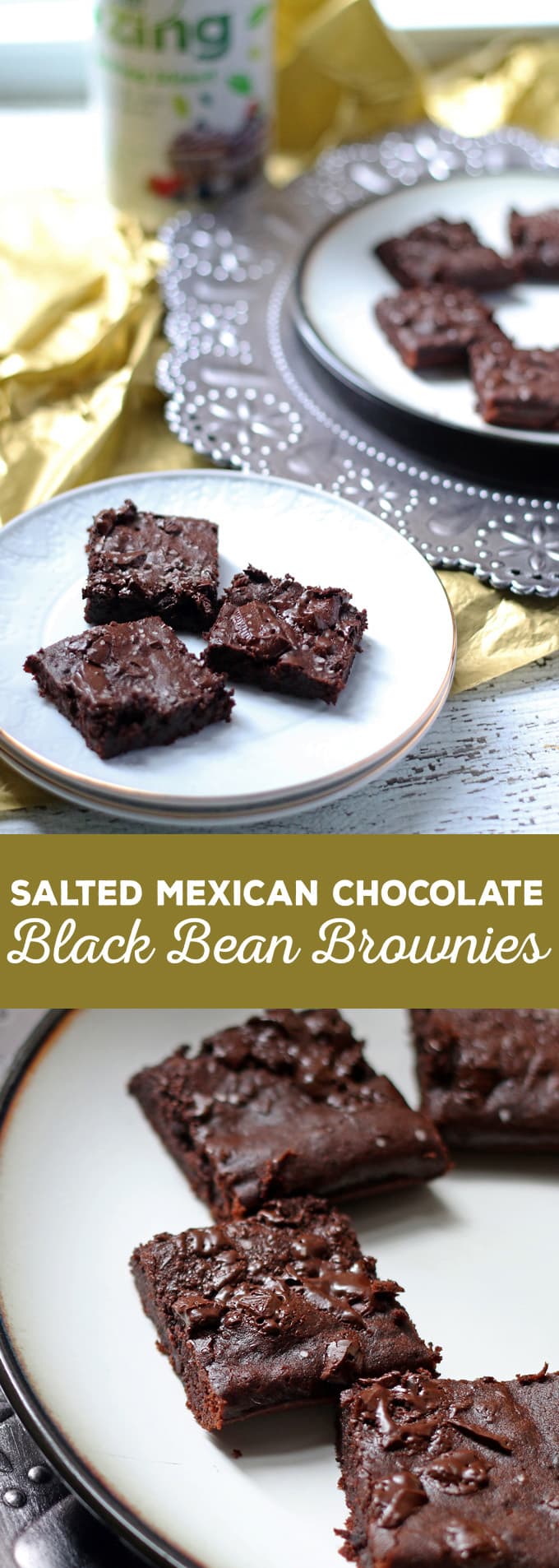 These salted Mexican chocolate black bean brownies are perfect for New Year's Eve celebrations! They will be a delicious slimmed down addition to your holiday party! | honeyandbirch.com