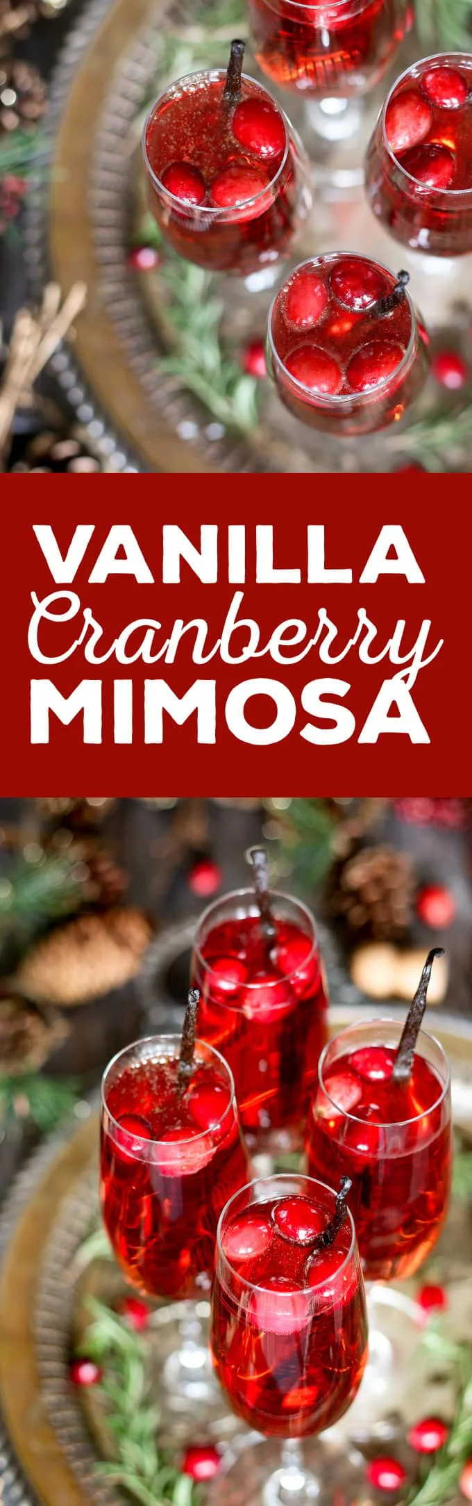 Pinterest image of vanilla cranberry mimosa
