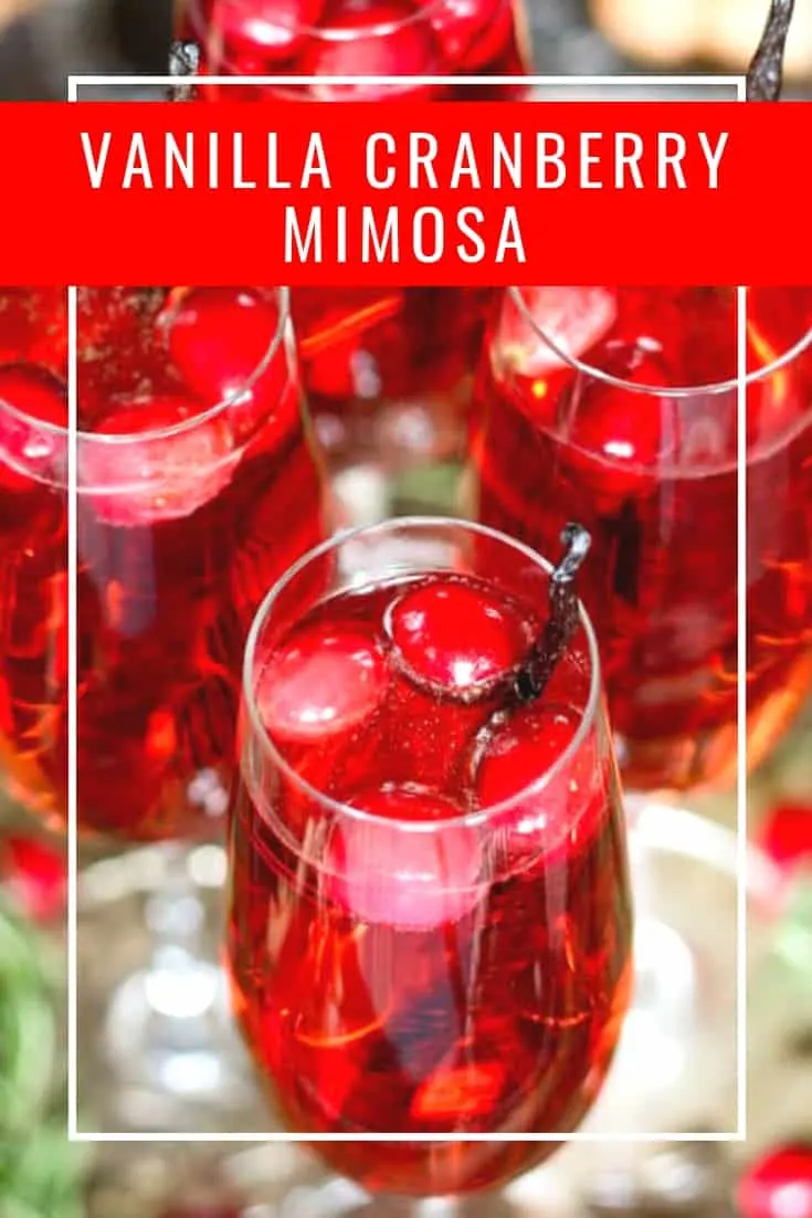 Vanilla cranberry mimosa pinterest pin with text