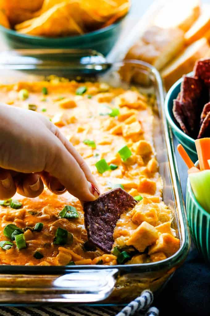 buffalo chicken dip on a chip