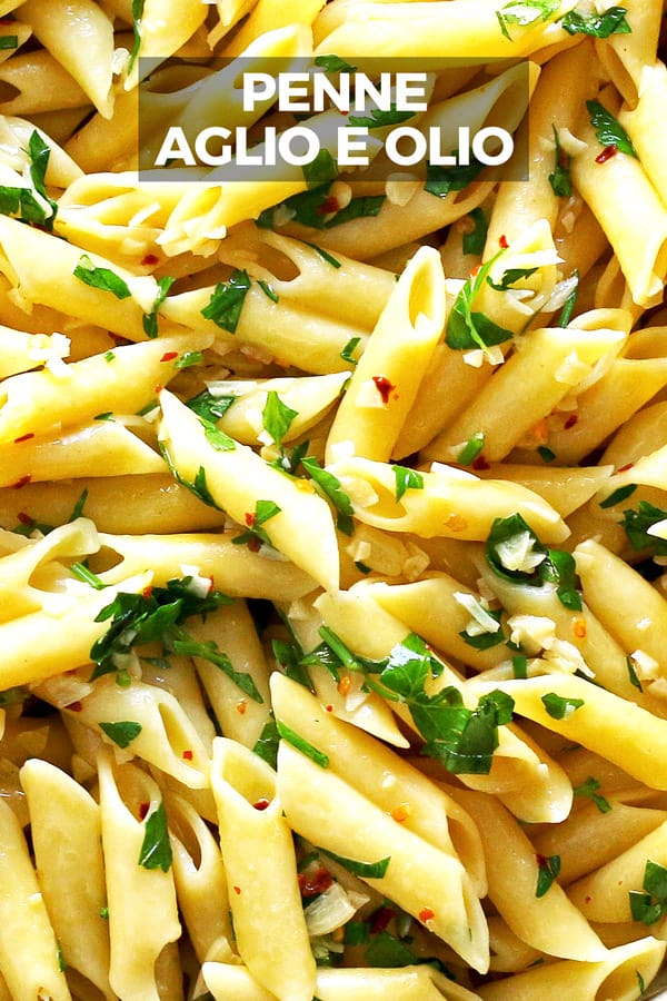 penne aglio e olio pinterest image