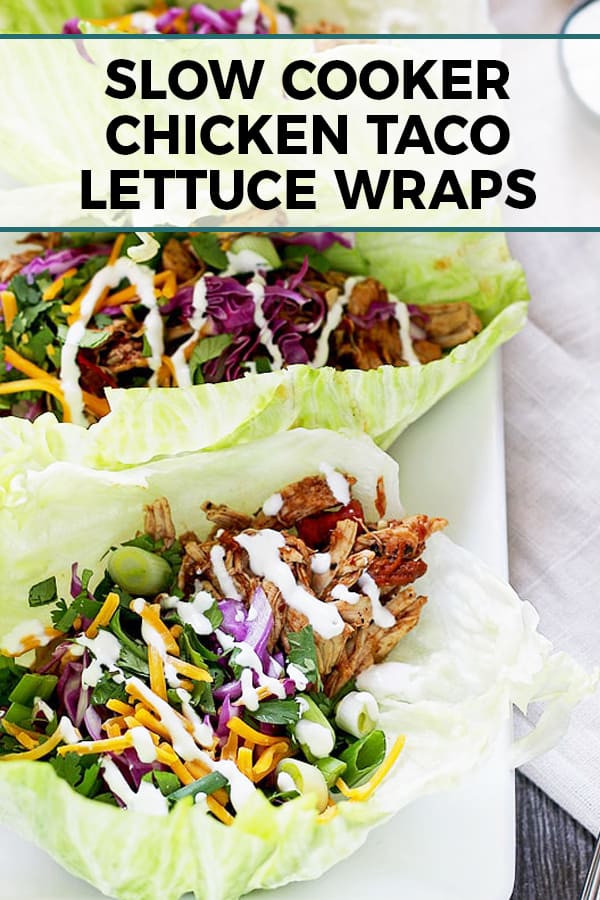 slow cooker chicken taco lettuce wraps pin 