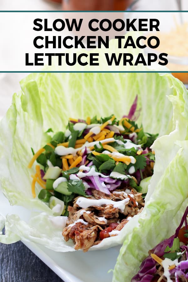 slow cooker chicken taco lettuce wraps pin 