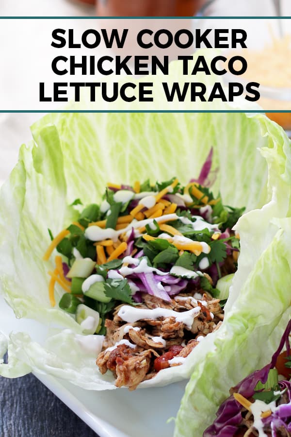 slow cooker chicken taco lettuce wraps pin 