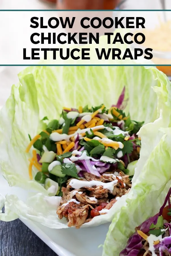 slow cooker chicken taco lettuce wraps pin 
